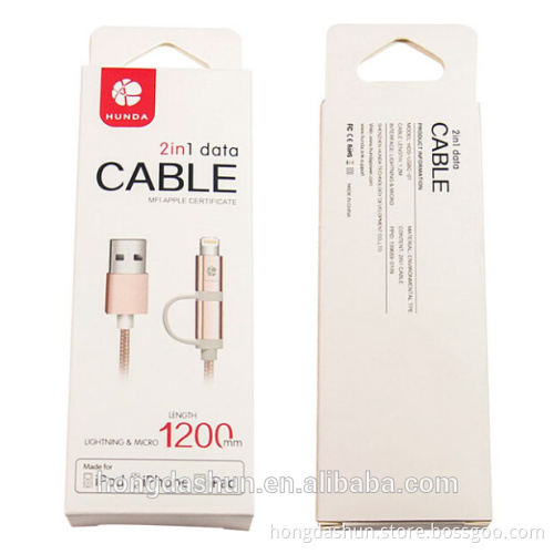 2 in 1 MFI cable 1.2m usb to lighting cable braided quality fast charge cable gold silver pink grey